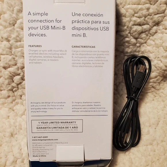 USB 2.0A to Mini B Cable 3' - Picture 2 of 2